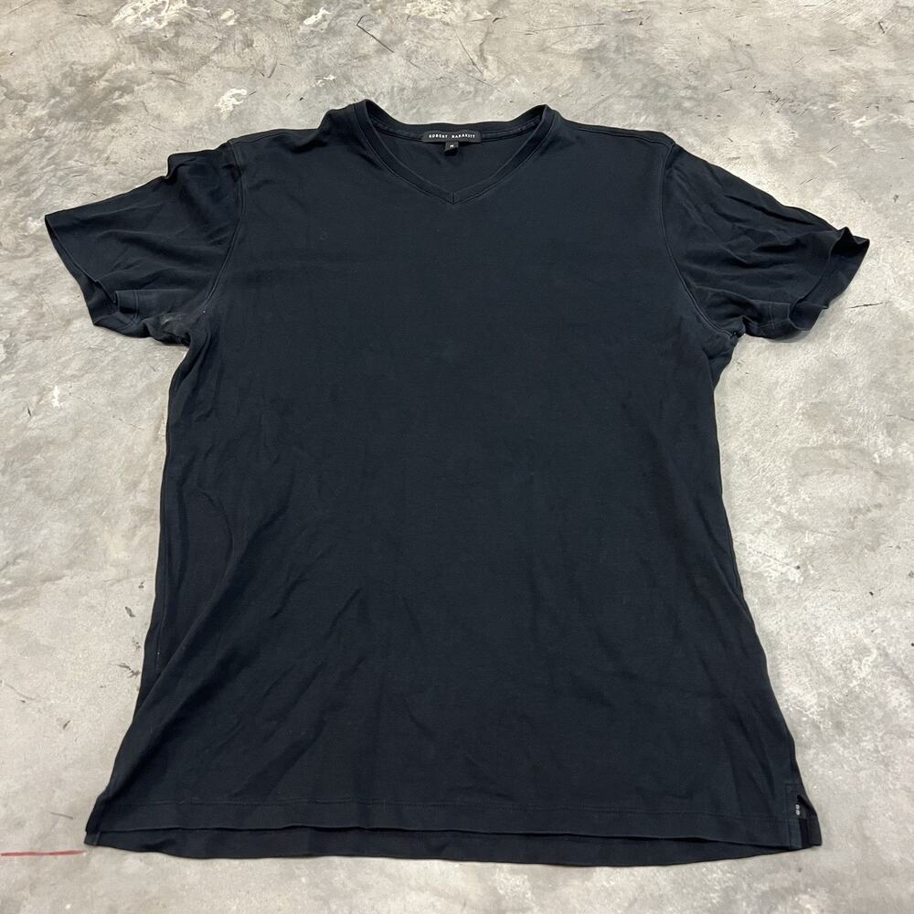 Robert Barakett T Shirt Men's Medium Black V Neck Tee Lightweight Pima Cotton